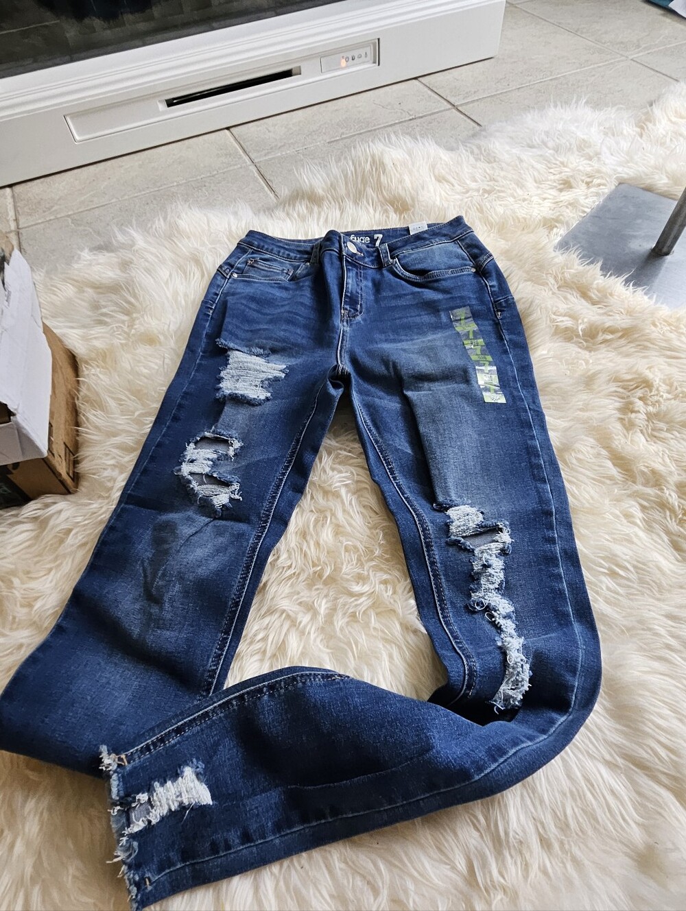 refuge Distressed Dark Blue Boyfriend Jeans